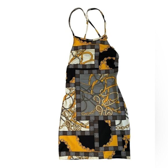 Revamped Dresses & Skirts - Revamped Chains and Belts Backless Halter Mini Dress Ladies M